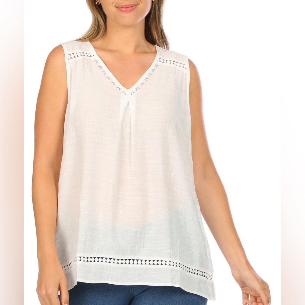 New NY Collection Womens Solid Lace Top - Picture 3 of 4